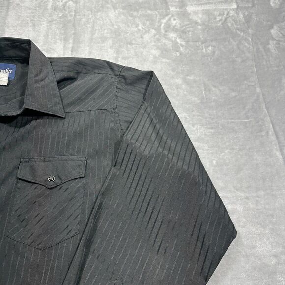Wrangler Western Shirt Men's Size XL Black Pearl Snap Button Up Cowboy - Picture 3 of 8